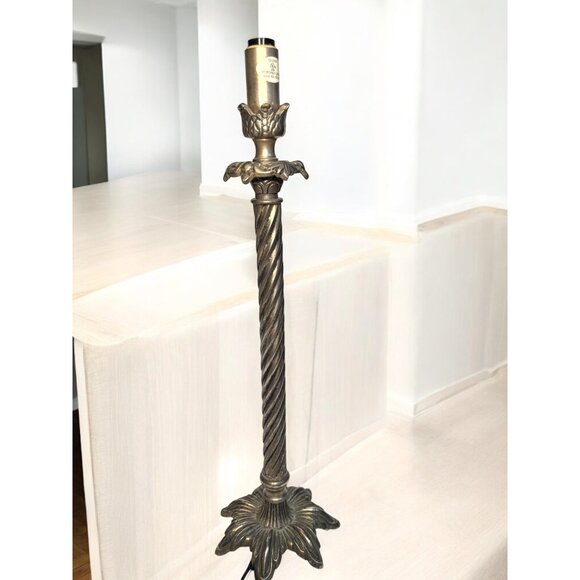 Hollywood Regency Silver Metal Candle Stick Lamp 16" - Picture 7 of 9